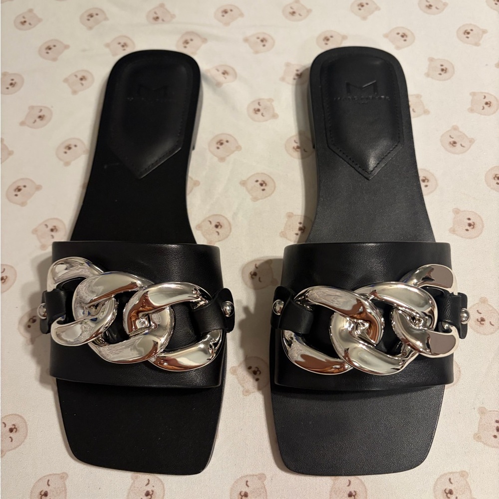 Marc Fisher Black and Silver Sandals